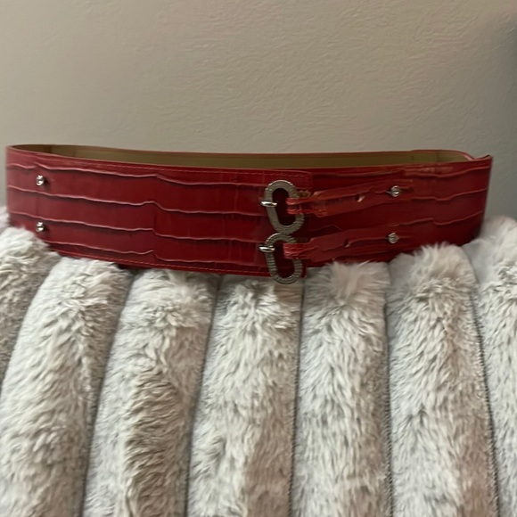 Swarovski Red wide leather belt / rhinestone Size Medium/ Large 38 “ NEW ! sale - Picture 1 of 10